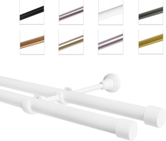 MDEKOR Gardinenstange Vorhangstange 19mm, 2-läufig, 2-läufig Wandmontage, 120 cm Weiß Glänzend
