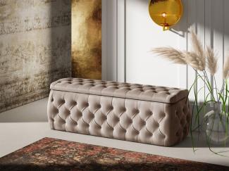 Polsterhocker mit Stauraum ERNESTO 140x50x45 cm Elisa Velvet Beige