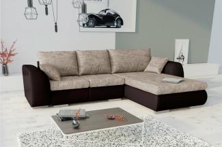 Stylefy Salturo Ecksofa Strukturstoff BERLIN Kunstleder MADRYT Hellbraun Dunkelbraun Rechts