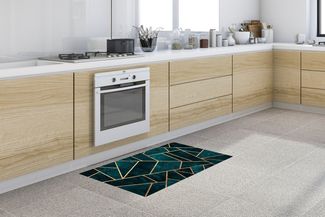 MuchoWow Küchenläufer Steine - Gold - Luxus - Muster - Abstrakt, aus Kunststoff, Küchenteppich, Läufer für Küche, Rutschfest, Küchendeko, 120x50 cm