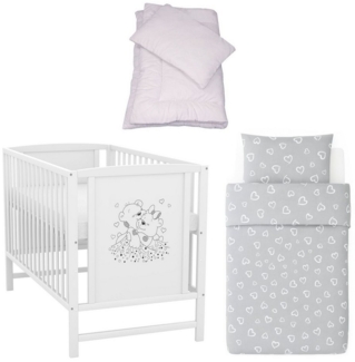 Baby-Delux Komplettbett Babybett Mia Komplettset, 7-tlg, Kinderbett 60x120 cm weiß, Bettset verschiedene Designs