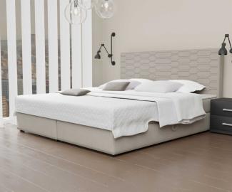 Boxspringbett Schlafzimmerbett OMERO 180x220cm Stoff Creme inkl. Bettkasten