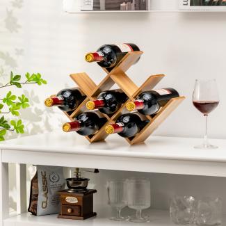 COSTWAY Weinregal Gläserregal Flaschenregal Weinständer Holzregal Weinschrank Flaschenständer Hängeregal Hängeweinregal Wandregal Weinflaschenhalter Dekoregal