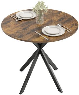 HOMCOM Esstisch (für Esszimmer, Küche, Wohnzimmer, 1-St, rund, 80 x 80 x 75 cm), Rustikal-Braun