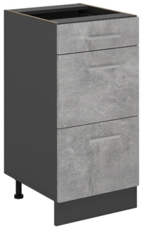 Vicco Küchenunterschrank Beton 40 cm mit Schubladen, ohne Arbeitsplatte, R-Line
