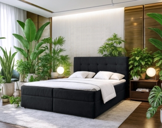 AX LIVING Stauraum Boxspringbett Schwarz 160x200 Geceteni Doppel Bett
