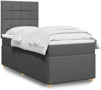 vidaXL Boxspringbett mit Matratze Dunkelgrau 90x200 cm Stoff 3293464