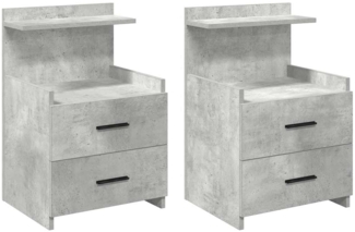 vidaXL Nachttische 2 Stk. mit 2 Schubladen Betongrau 40x36,5x62 cm 858639