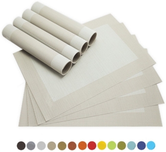 matches21 HOME & HOBBY Platzset Tischsets BORDA 8er Set Creme-weiß als Tischuntersetzer, (8-St), Abwaschbare Platzsets als Tischunterlagen für Ess-Tisch Tisch-Deko