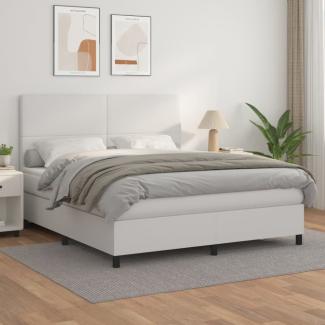 vidaXL Boxspringbett mit Matratze Weiß 180x200 cm Kunstleder 3142738