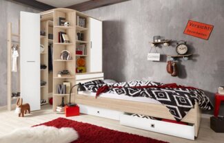Wimex Jugendzimmer-Set Joker Kleiderschrank mit Garderobe, Bett und Stauraumschubladen, (Set, 4-tlg)