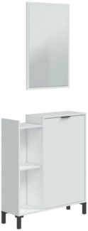 Dmora Badezimmermöbel Argusto, Badezimmerschrank, Mehrzweckschrank, Hängeschrank mit Spiegel, 77x24 h91 cm, Weiß