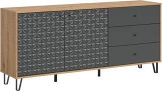 Sideboard (B/H/T: 169x76x40 cm) in Artisan Oak Nachbildung und anthrazit matt
