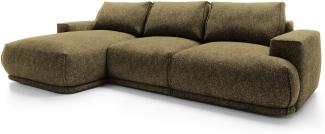 Selsey 'Divo' Ecksofa mit Schlaffunktion, Bettkasten, wasserabweisendem Bezug, olivgrün, linksseitig, 90 x 325 x 170 cm