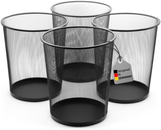 BigDean 4 Stück Papierkorb Mülleimer schwarz 20L Draht - Mülleimer Büro - hochwertiger Papiereimer für Zuhause & Büro