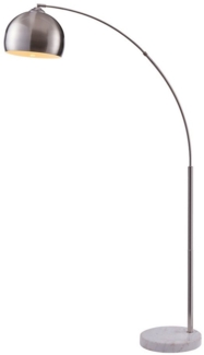 Teamson Home Bogenlampe Gebogene Stehlampe aus Metall mit Marmorimitat-Sockel grau