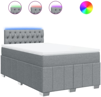 vidaXL Boxspringbett mit Matratze Hellgrau 120x200 cm Stoff 3289342