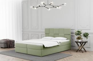 Boxspringbett Schlafzimmerbett JOLIE 200x220cm in Stoff Matt Velvet Pistazie