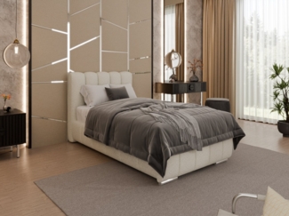 PANDA MÖBEL GmbH Polsterbett ZAIRA Elegantes Polsterbett für modernen Wohnstil (Polsterbett mit Kopfteil und wählbarem Matratzen Härtegrad), 90x200 cm 100x200 cm 120x200 cm