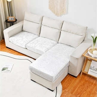 BTTO Sofahusse Samt-Sitzkissenbezug für 1-, 2-, 3-, 4-Sitzer, 8 Farben, Elastic Stretch Sofasitzbezug mit Elastischer Unterseite