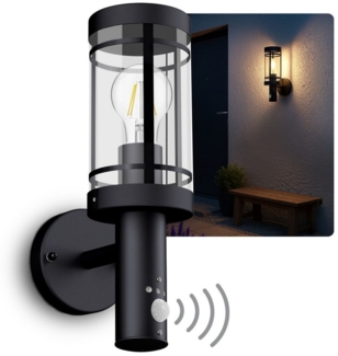SSC-LUXon LED Außen-Wandleuchte MOVI Außenleuchte mit Bewegungsmelder IP44 LED Glühbirne 4W warmweiß, Warmweiß