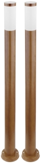 2er Set Stehleuchte, Außen, Edelstahl, Holz-Optik, H 110 cm