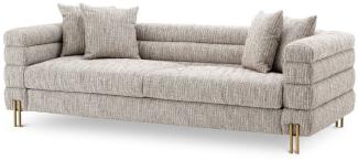 Casa Padrino Luxus Sofa mit Kissen Beige / Messingfarben 230 x 97 x H. 69 cm - Wohnzimmer Sofa - Hotel Sofa - Luxus Möbel