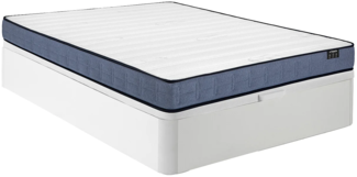 Vente-unique - Bett mit Bettkasten - 160 x 200 cm - Weiß - Taschenfederkernmatratze - Höhe 19 cm - DAYNI von YSMÉE