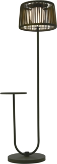 LECO Stehlampe mit Ablagetisch, Kunststoffgeflecht und Stahlrohrgestell lindgrün, 54x35x140 cm