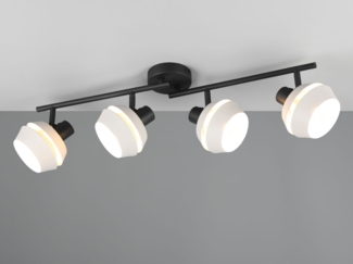 Deckenstrahler ISLA 4-flammig Schwarz, Metallschirme Grau, Breite 72cm