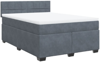 vidaXL Boxspringbett mit Matratze Dunkelgrau 140x190 cm Samt 3286307