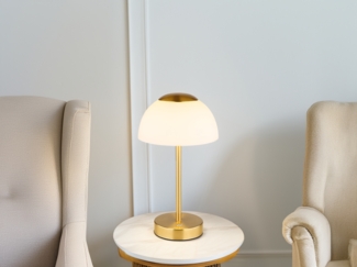 LED Tischleuchte, Glas opal, Touchdimmer, CCT, Akku, H 31 cm