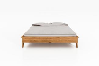 Bett Jetro 3 aus Kernbuche massiv 100x200 cm ohne Kopfteil mit Holzbeinen