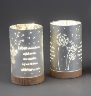 formano Nachttischlampe Sprüche, Farbe: Silber, Motiv: Pusteblume