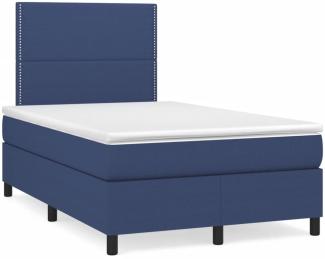 vidaXL Boxspringbett mit Matratze & LED Blau 120x190 cm Stoff 3270196