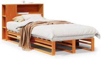 vidaXL Massivholzbett mit Regal ohne Matratze Wachsbraun 100x200 cm 3323904