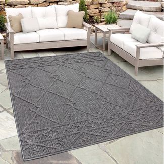 Teppium Teppich Berber Design, Rechteckig, Höhe: 8 mm, In& Outdoor Teppich Grau Berber Design für Küchen Balkon Terrasse