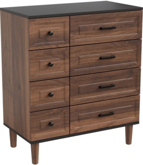 HOMAVO Kommode DG3 mit 8 Schubladen– modernes Design mit Füßen-75 x 40 x 87 cm, FSC®-zertifiziert, pflegeleicht, Innenprägung-Front mit Tiefziehfolie