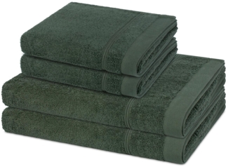 Ross Rubin 4 tlg. Frottier-Set - 2 X Handtuch (50 X 100cm), 2 X Duschtuch (70 X 140cm) - 480 - Tannengrün