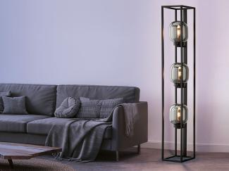 LED Stehlampe 3flammig mit Rauchglas Glaskugeln - Höhe 130cm