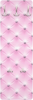 Bilderdepot24 Garderobenpaneel Design Muster Diamant Rosa Luxus (ausgefallenes Flur Wandpaneel mit Garderobenhaken Kleiderhaken hängend), moderne Wandgarderobe - Flurgarderobe im schmalen Hakenpaneel Design