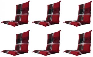 6x A023 Niederlehner Gartenstuhl Auflagen 105x50x8cm rot Karo