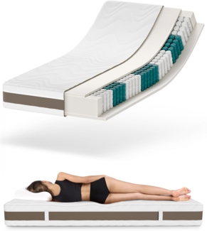 Matratze 140x200 - Höhe 24cm - Premium Matratze mit Taschenfederkern - Matratze H3 H4 - 7 Zonen Taschenfederkernmatratze 140x200cm - Waschbarer Bezug