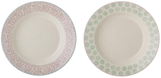 Bloomingville Teller Patrizia Nudelteller 2er Set, Durchmesser 25 cm, aus Steingut, Pastateller, Suppenteller, tiefe Teller, dänisches Design