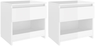 vidaXL Nachttische 2 Stk. Hochglanz-Weiß 40x30x39 cm Holzwerkstoff 803456