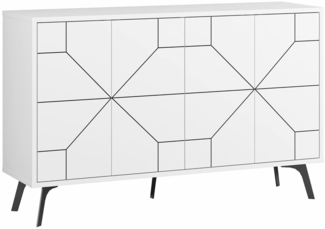 Dmora Kommode Earl, Wohnzimmerbuffet, Wohnzimmer-Sideboard, Moderne Küchen-Speisekammer, 123x35 h62 cm, Weiß