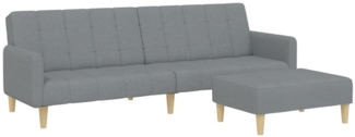 vidaXL Schlafsofa 2-Sitzer mit Fußhocker Hellgrau Stoff 3258088