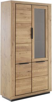 Vitrine >GRENO< in natur geölt, Wildeiche teilmassiv - 107x200x40cm (BxHxT)