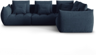 Micadoni Ecksofa Bloom 4-Sitzer Strukturierter Stoff Dunkelblau Rechts