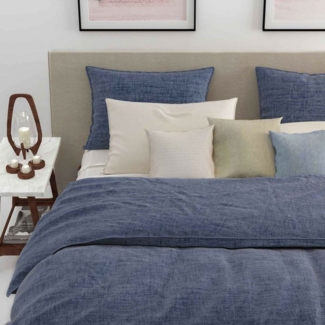 Zo! Home Cotton Bettwäsche 135x200 cm Lino Urban blue dunkelblau meliert uni